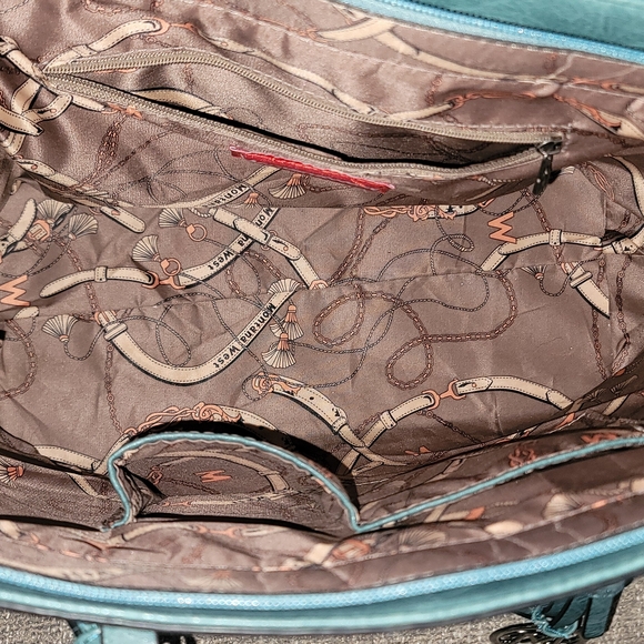 Montana West Teal Tooled Conceal Carry Tote Bag - Picture 4 of 8